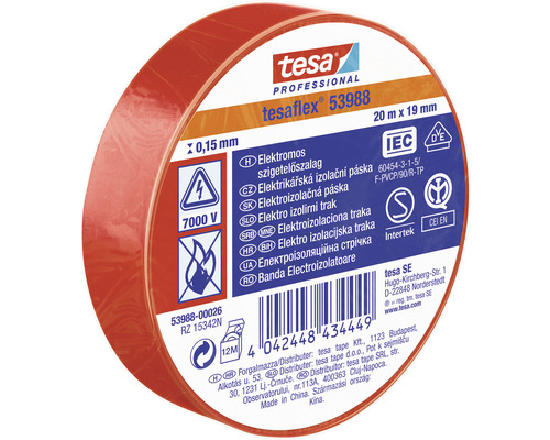 Bandă izolatoare Tesa pentru instalații electrice, 20 metri x 19 milimetri