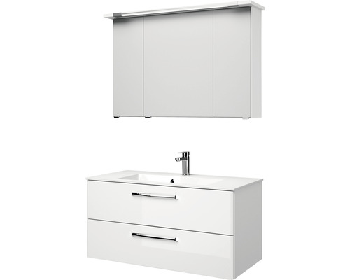 Dulap inferior de lavabo cu două sertare și dulap cu oglindă pentru baie