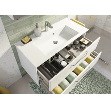 Set mobilier baie pelipal Kumba 107, incl. bază lavoar, lavoar, dulap cu oglindă și iluminare LED, alb lucios-thumb-8