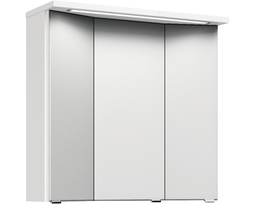 Dulap cu oglindă alb cu trei uși și iluminare