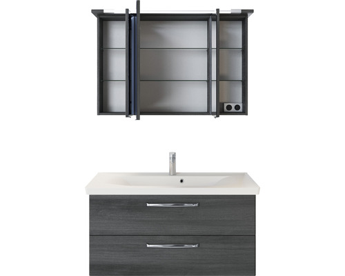 Combinație lavoar cu dulap cu oglindă pentru baie