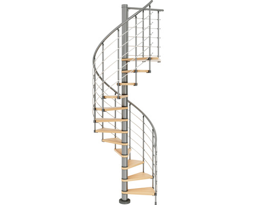 Scară spiralată din oțel și lemn