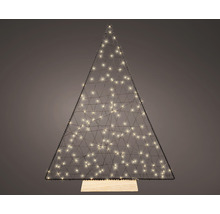 Brad de Crăciun decorativ din plasă de sârmă cu iluminare LED pe soclu de lemn