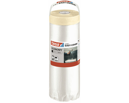 Folie protecție tesa® Easy Cover Universal cu bandă de mascare 25 m x 1400 mm Folie de acoperire Tesa Easy Cover Economy, 25 metri cu 1,40 metri