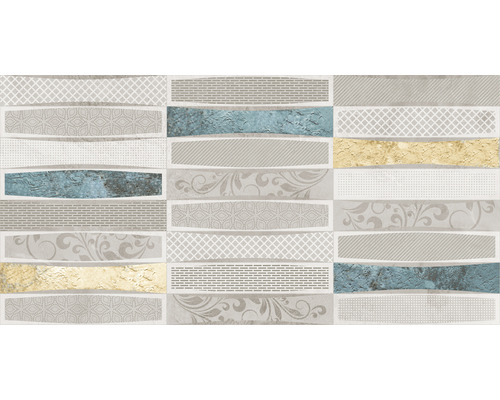 Faianță decorativă rectificată Mirage Iron Cement 30x60 cm Placă decorativă de perete cu motive geometrice și florale