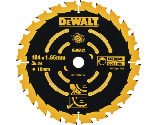 Pânză de ferăstrău DeWalt 184 x 1,65 mm, 24 de dinți și alezaj de 16 mm