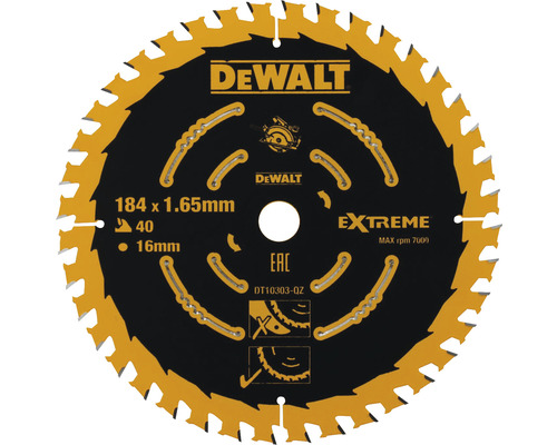 Disc de ferăstrău DeWalt cu diametrul de 184 milimetri și 40 de dinți