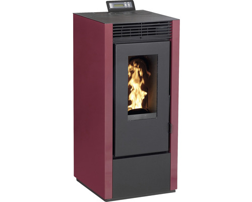 Șemineu pe peleți Interstoves Marina 12,1 kW bordeaux, aprindere electrică, 107,3x49x50,3 cm