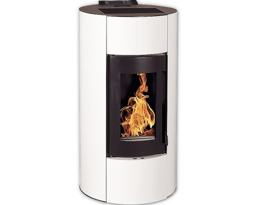 Șemineu pe peleți Interstoves Angelina 11,4 kW alb, aprindere electrică, 103x53x53 cm Șemineu pe peleți cu flăcări