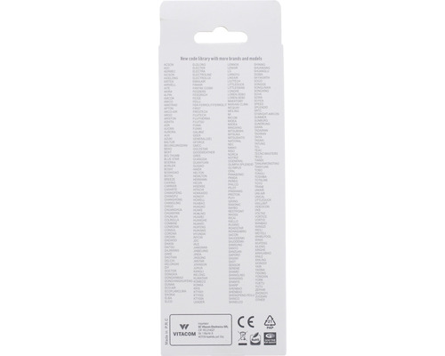 Ambalaj cu lista de mărci pentru telecomandă