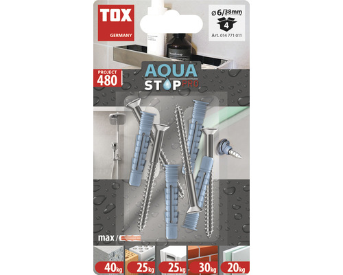 Dibluri TOX Aqua Stop Pro, dimensiune 6/38 mm, 4 bucăți