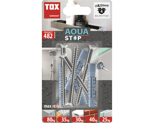 TOX Aqua Stop Pro dibluri și șuruburi, dimensiune 8/50 mm, 4 bucăți