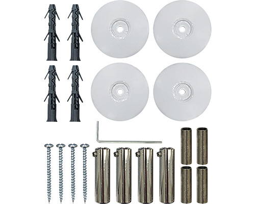 Set de material de fixare cu șuruburi, dibluri, capace de acoperire și scule