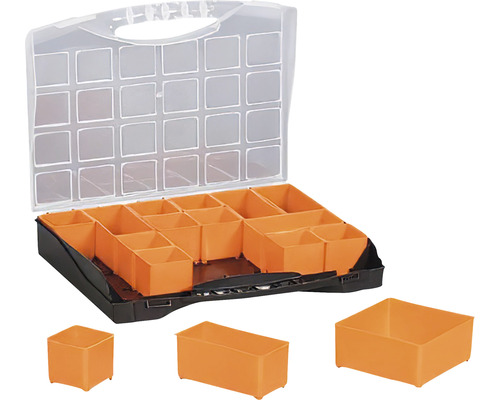 Cutie plastic depozitare & organizare Port-Bag Poly 300x255x54 mm, 16 casete Cutie de sortiment cu compartimente pentru depozitarea pieselor mici