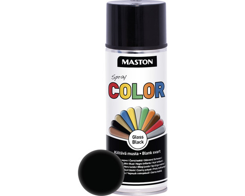 Vopsea spray Maston Color negru lucios 400 ml Spray lucios negru Maston