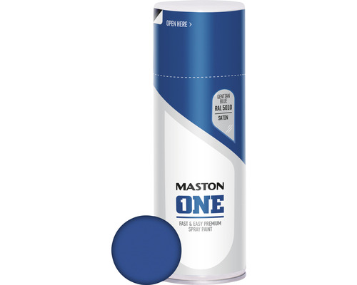 Lac spray Maston ONE albastru satinat 400 ml Spray Maston cu vopsea albastru gențiană RAL 5010