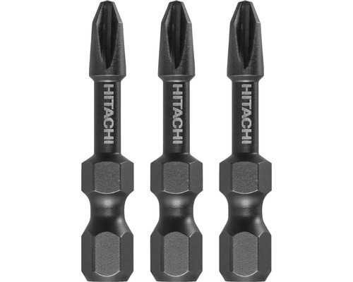 Biți de impact cruce HiKOKI 1/4" PH2 38mm, 3 bucăți Trei biți de șurubelniță Hitachi