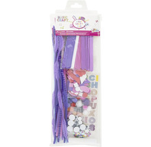 Set de creație Mega Craft Bag cu sârmă plușată, bețe de lemn, forme de pâslă, litere, pampoane, ochi mobili și paiete