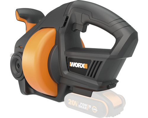 Logo Worx pe o suflantă de frunze cu acumulator