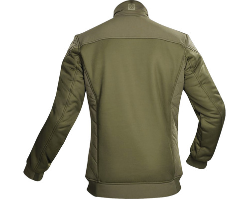 Vedere din spate a unei jachete softshell cu guler ridicat