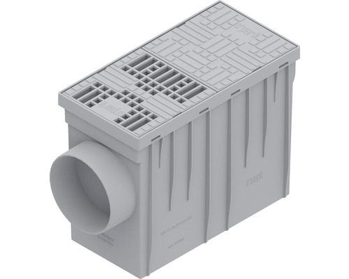 Vedere de sus a unui jgheab de drenaj din plastic cu capac