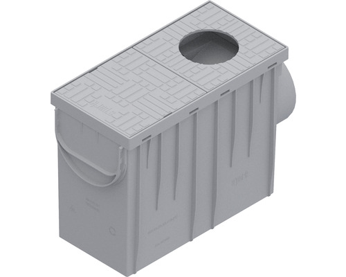 Vedere de sus a unei rigole de curte din plastic cu capac