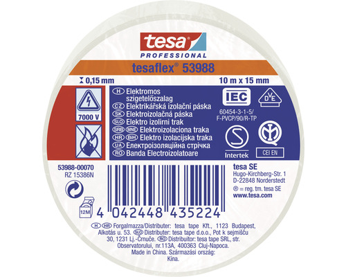 Bandă izolatoare Tesa Professional Tesaflex 53988, 10 m x 15 mm