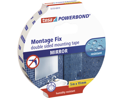 Bandă montaj oglinzi tesa Powerbond albă 19 mm x 5 m Tesa Powerbond Montage Fix bandă de montaj dublă pentru oglinzi