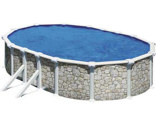 Piscină Solo cu pereți din oțel 500x300x120 cm capacitate 13235 l aspect piatră inclus skimmer