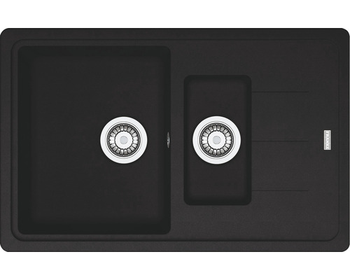 Chiuvetă bucătărie fragranit cu 2 cuve Franke BFG 651-78 78x50 cm, cu picurător, reversibilă, negru