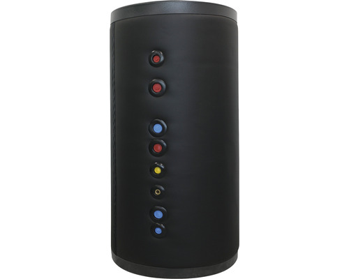 Boiler de apă caldă negru cu mai multe racorduri