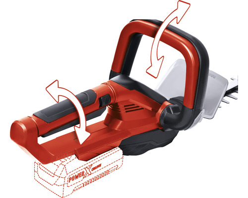 Vedere de sus a unui gard viu cu acumulator cu mâner rotativ.