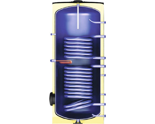 Secțiune transversală a unui boiler de apă caldă cu serpentină de încălzire