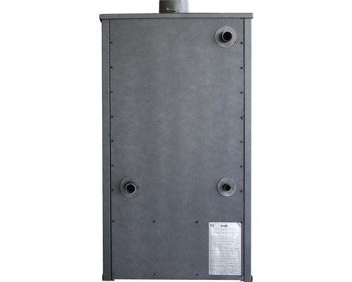 Vedere din spate a unui șemineu pe lemne cu racordare la coșul de fum