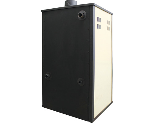 Cazan de gazeificare a lemnului cu mai multe racorduri și fante de aerisire