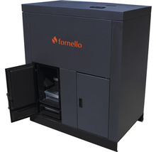 Cazan / Centrală termică pe peleți Fornello Eco Energy 35 kW, echipată cu automatizare, pompă, afișaj digital, arzător fontă, buncăr integrat 75 kg, 128x114x73 cm-thumb-4