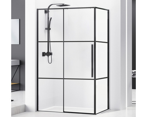 Cabină de duș rectangulară Belform Infinity 120x80x200 cm sticlă transparentă, profil negru mat
