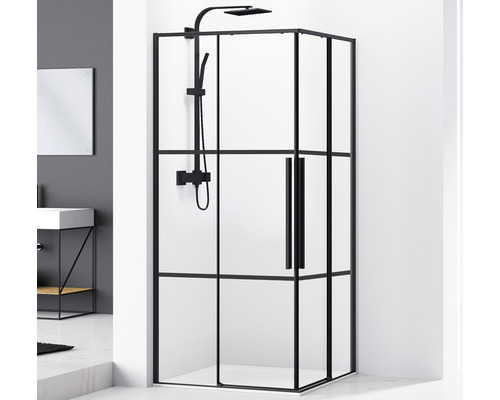 Cabină de duș pătrată Belform Infinity 90x90x200 cm sticlă transparentă, profil negru Cabină de duș pătrată Belform Infinity 90x90x200 cm sticlă transparentă, profil negru