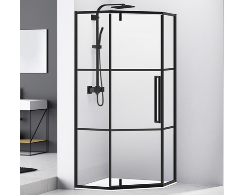 Cabină de duș pentagonală Belform Infinity 80x80x200 cm sticlă transparentă, profil negru Cabină de duș pentagonală Belform Infinity 80x80x200 cm sticlă transparentă, profil negru