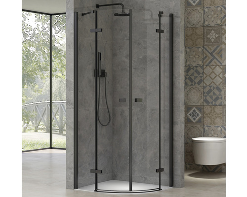 Cabină de duș semirotundă Belform Infinity 90x90x200 cm sticlă transparentă, profil negru