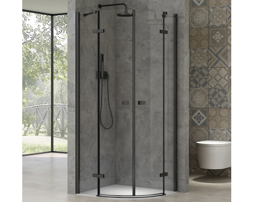 Cabină de duș semirotundă Belform Infinity 90x90x200 cm sticlă transparentă, profil negru Cabină de duș semirotundă Belform Infinity 90x90x200 cm sticlă transparentă, profil negru