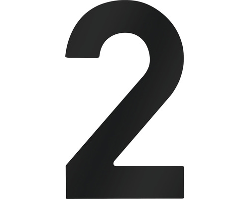 Număr casă „2” pentru poartă/ușă, oțel inoxidabil negru