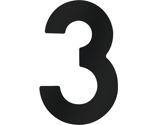 Număr casă „3” pentru poartă/ușă, oțel inoxidabil negru-0