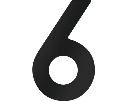 Număr casă „6” pentru poartă/ușă, oțel inoxidabil negru