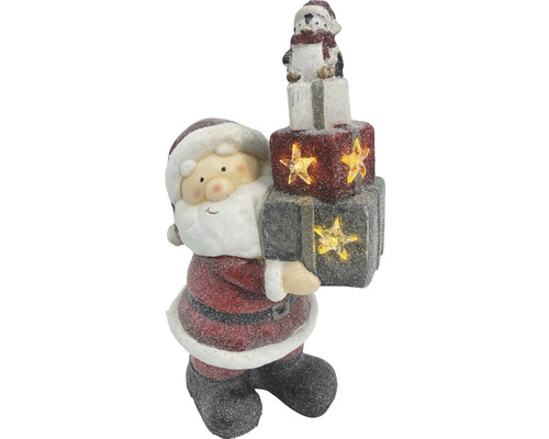 Figurină Moș Crăciun Lafiora 3 LED-uri 25x17x44 cm alb cald