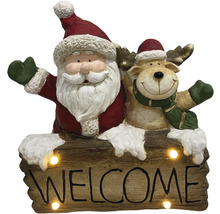 Decoratiune de Craciun cu Mos Craciun, ren si semn de bun venit