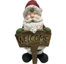 Figurină Moș Crăciun cu semn de bun venit ca decor de exterior