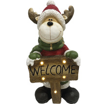 Figurină decorativă elan cu semn de bun venit și iluminare