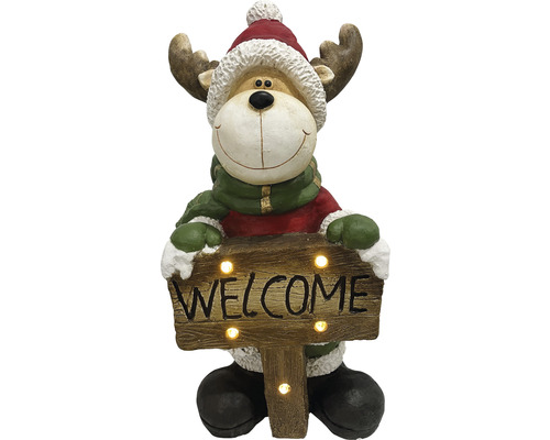 Figurină decorativă elan cu semn de bun venit și iluminare