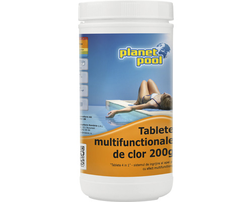 Tablete multifuncționale pe termen lung, 1 kg Planet Pool Tablete multifuncționale cu clor, 200 g, ambalaj